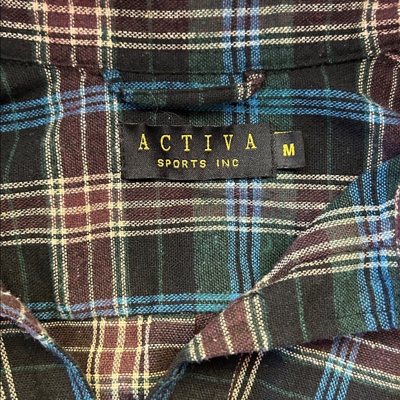 ATIVA Blue & Green Flannel Checkered Casual Shirt Unisex Medium - Picture 6 of 7